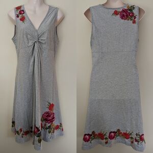 Johnny Was embroidered sleeveless dress grey Medium